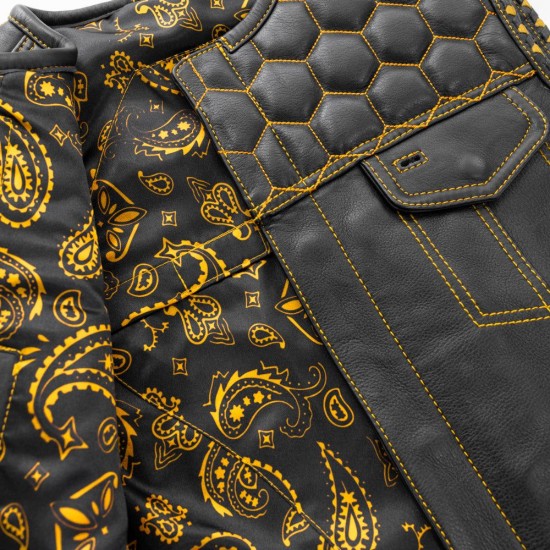 Men's Club Style Leather Vest - Gold