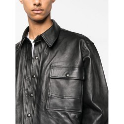 button-up leather jacket