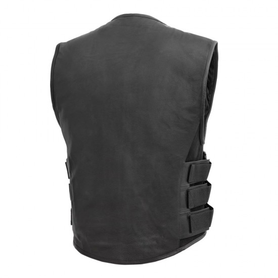 Men's Leather Swat Style Motorcycle Vest