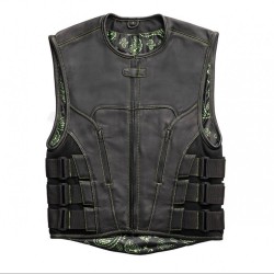 Men's Leather Swat Style Motorcycle Vest