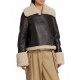 Shearling Cropped leather Jacket in Espresso