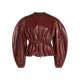 Balloon-Sleeve Leather Jacket