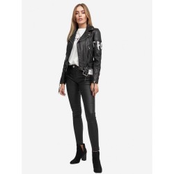 womens printed Water-repellent biker jacket