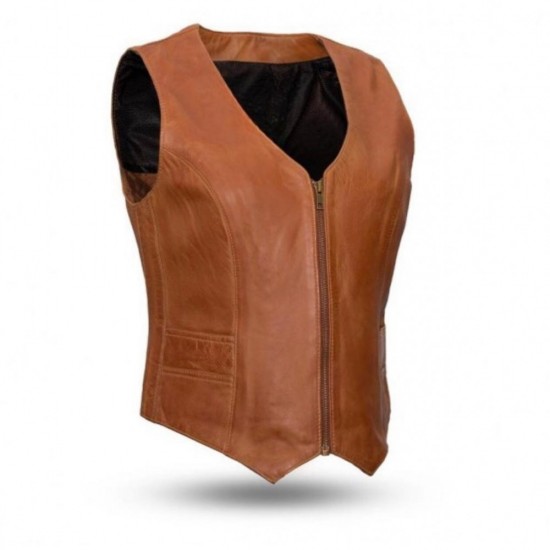 Women's Western Style Motorcycle Leather Vest